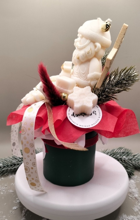 FlowerBox candle mini Mikołaj z gwiazdką