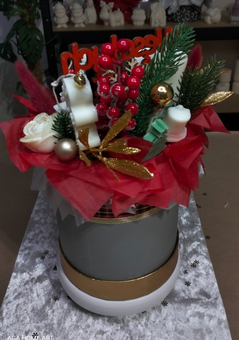 FlowerBox candle świąteczny Mikołaj r.M